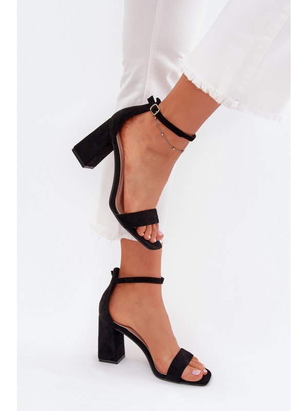 Ladies Heeled Sandals Made Of Eco Suede Black Elirae 2