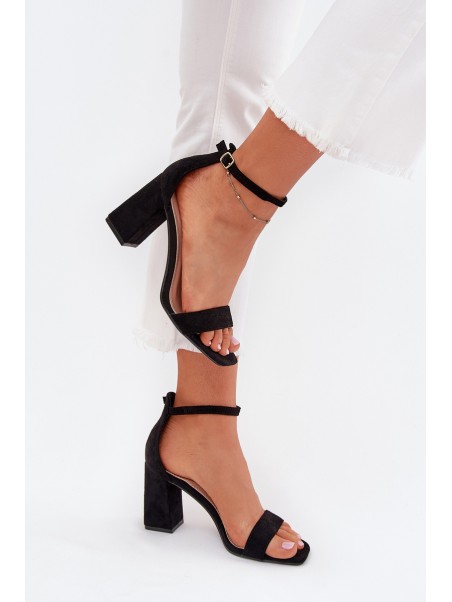 Ladies Heeled Sandals Made Of Eco Suede Black Elirae