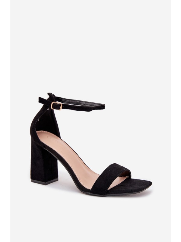 Ladies Heeled Sandals Made Of Eco Suede Black Elirae