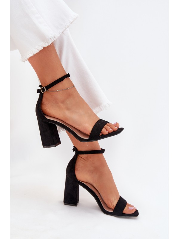 Ladies Heeled Sandals Made Of Eco Suede Black Elirae