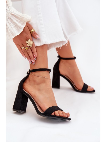 Ladies Heeled Sandals Made Of Eco Suede Black Elirae
