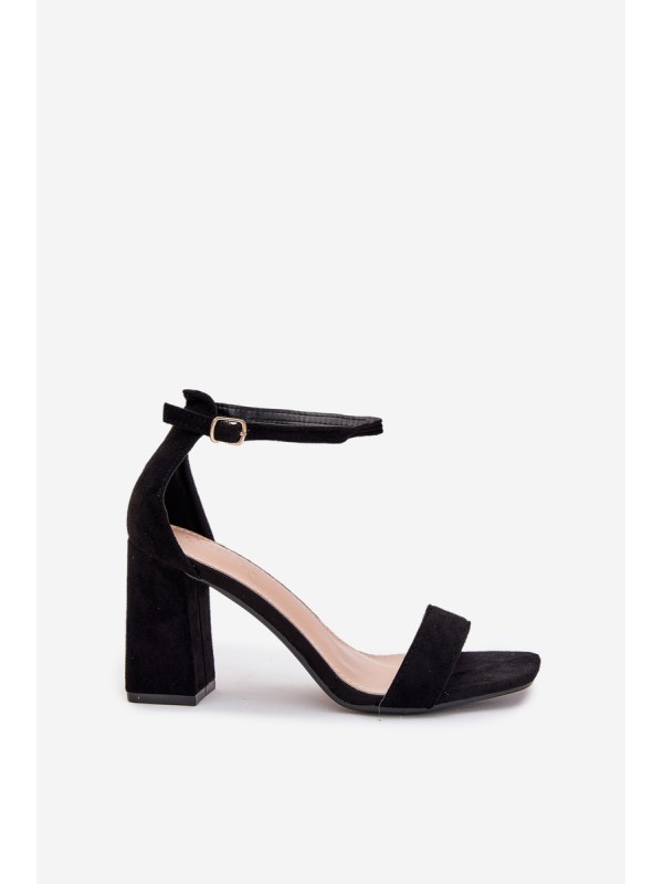 Ladies Heeled Sandals Made Of Eco Suede Black Elirae