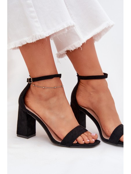Ladies Heeled Sandals Made Of Eco Suede Black Elirae