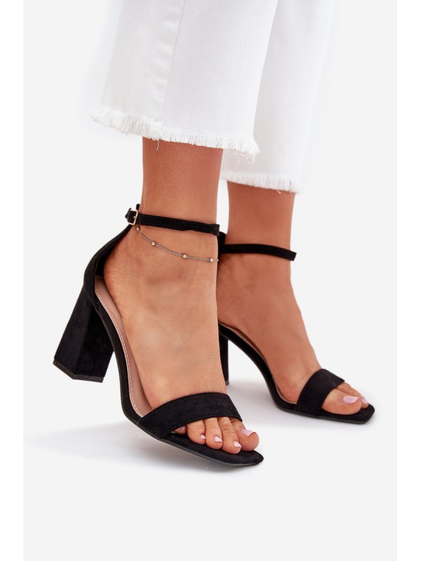 Ladies Heeled Sandals Made Of Eco Suede Black Elirae