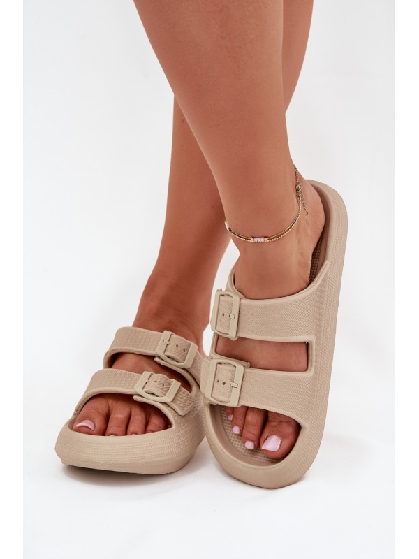 Women Foam Sandals With Buckles Vinceza 76056 Beige