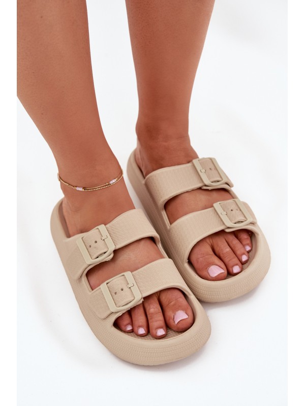 Women Foam Sandals With Buckles Vinceza 76056 Beige