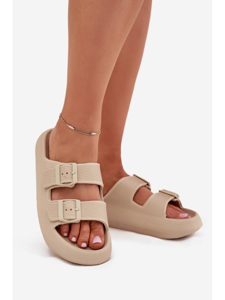 Women Foam Sandals With Buckles Vinceza 76056 Beige