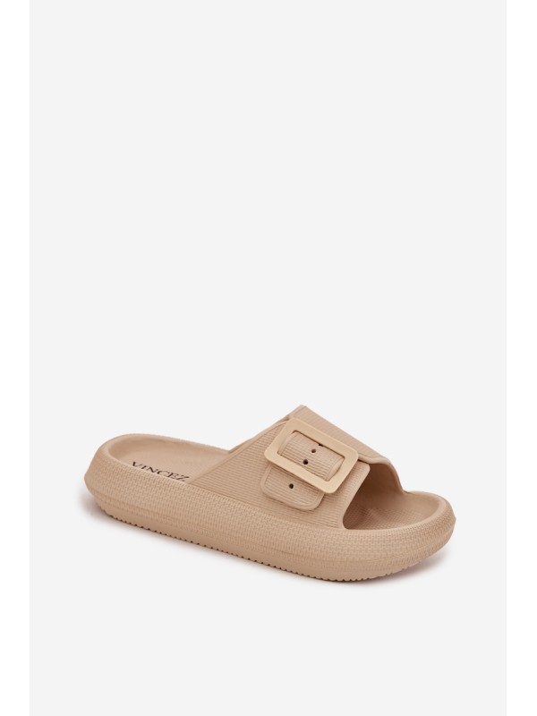 Women's Foam Slippers With Buckle Vinceza 75207 Beige