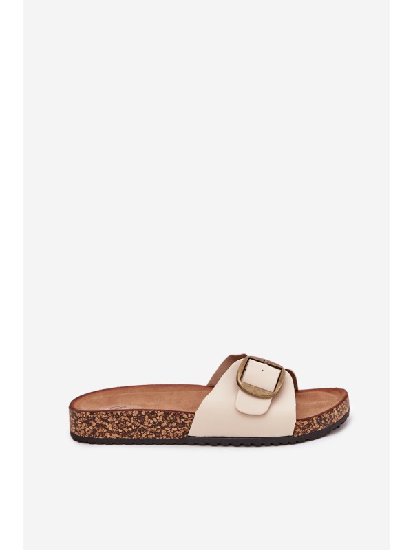 Women's sandals on cork platform with buckle beige Vianara