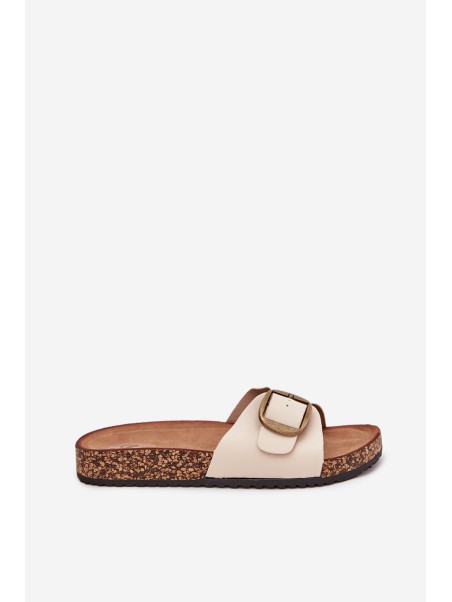 Women's sandals on cork platform with buckle beige Vianara