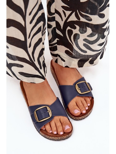 Women's Sandals On Cork Platform With Buckle Blue Vianara