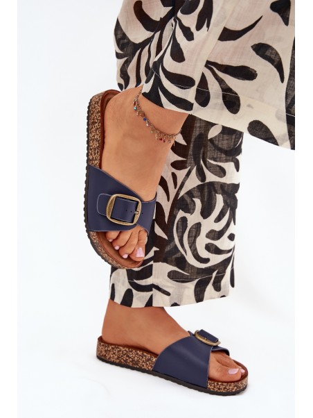 Women's Sandals On Cork Platform With Buckle Blue Vianara