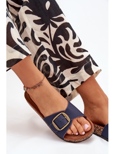 Women's Sandals On Cork Platform With Buckle Blue Vianara