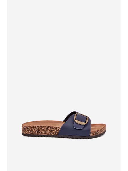 Women's Sandals On Cork Platform With Buckle Blue Vianara