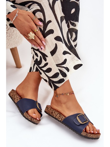 Women's Sandals On Cork Platform With Buckle Blue Vianara