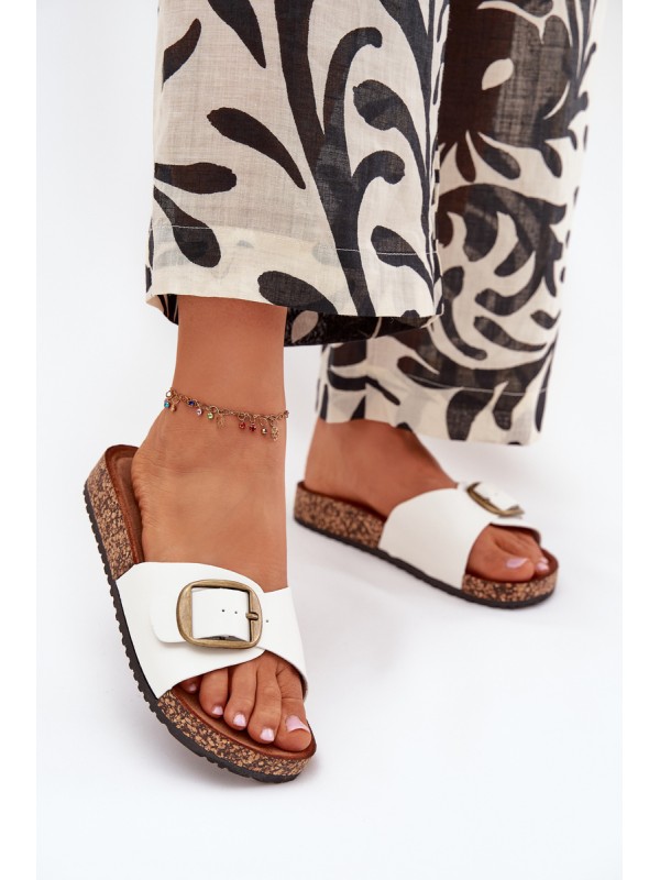 Women's Cork Platform Sandals With Buckle White Vianara 2