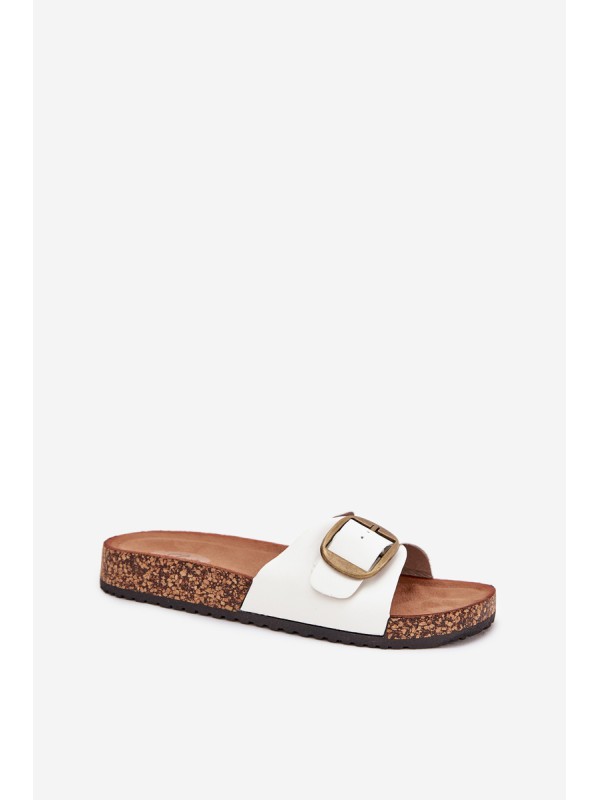 Women's Cork Platform Sandals With Buckle White Vianara