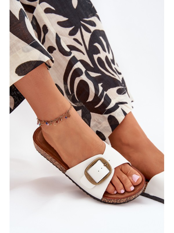 Women's Cork Platform Sandals With Buckle White Vianara