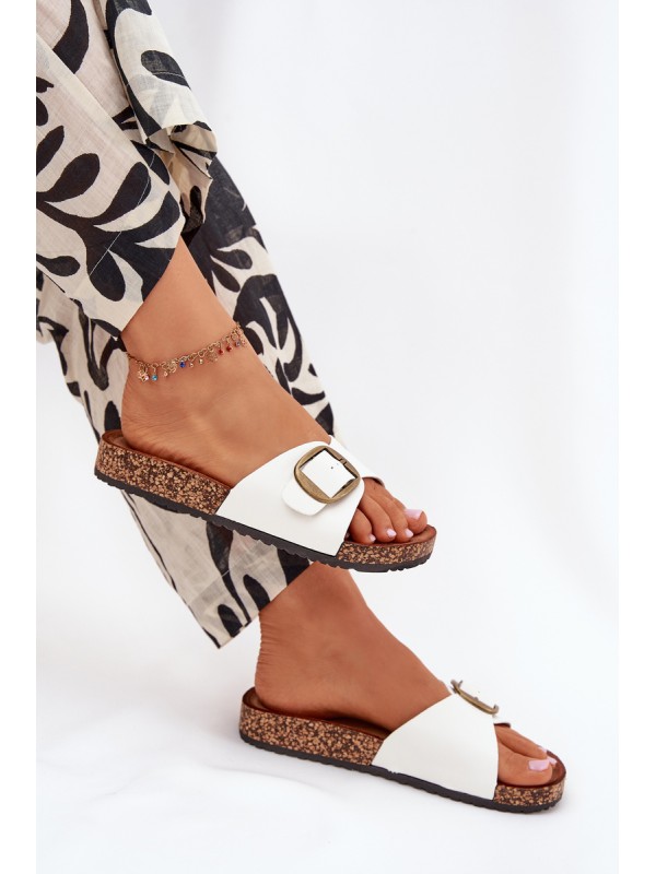Women's Cork Platform Sandals With Buckle White Vianara