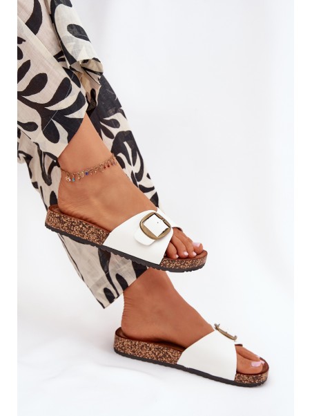 Women's Cork Platform Sandals With Buckle White Vianara