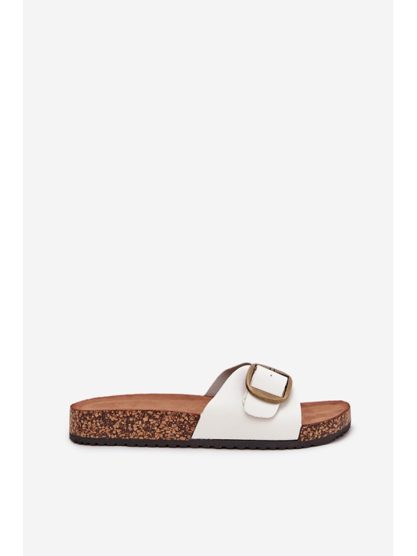 Women's Cork Platform Sandals With Buckle White Vianara