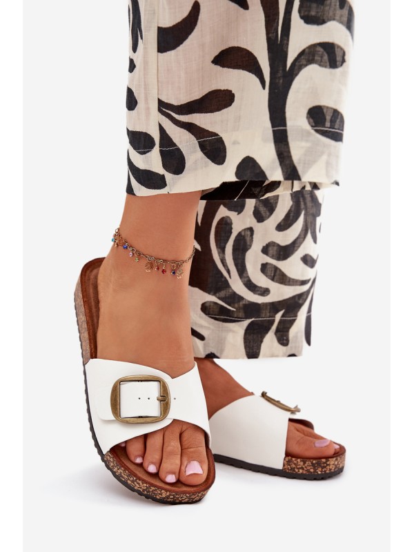 Women's Cork Platform Sandals With Buckle White Vianara