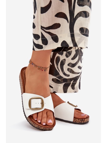 Women's Cork Platform Sandals With Buckle White Vianara