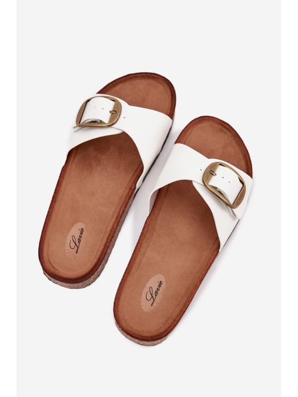 Women's Cork Platform Sandals With Buckle White Vianara