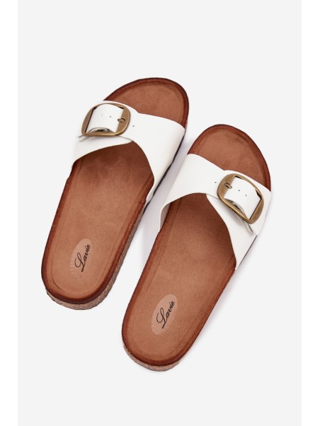 Women's Cork Platform Sandals With Buckle White Vianara