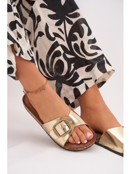 Women Sandals On Cork Platform With Buckle Golden Vianara