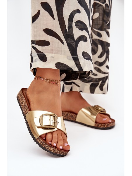 Women Sandals On Cork Platform With Buckle Golden Vianara