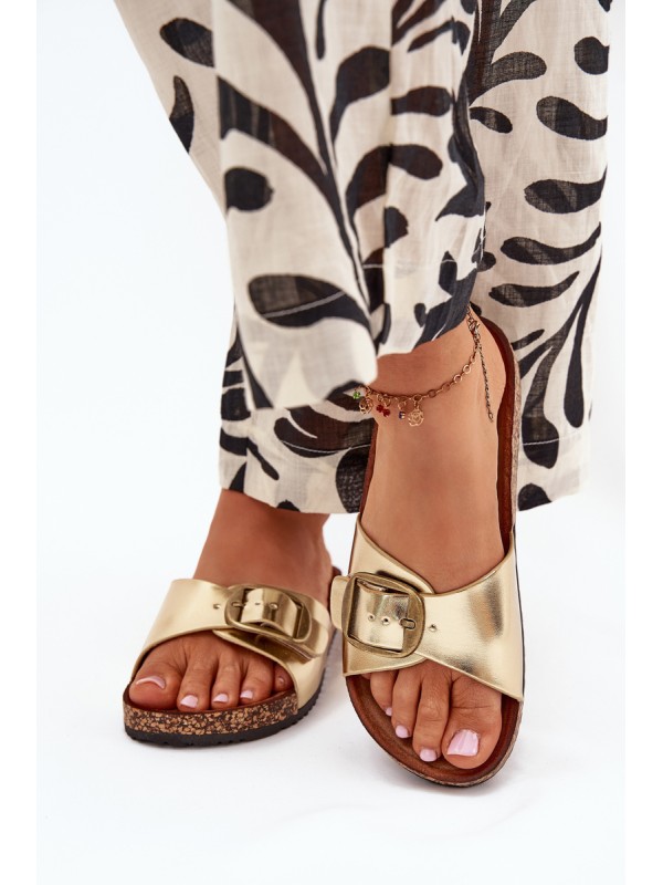 Women Sandals On Cork Platform With Buckle Golden Vianara