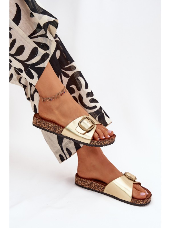Women Sandals On Cork Platform With Buckle Golden Vianara