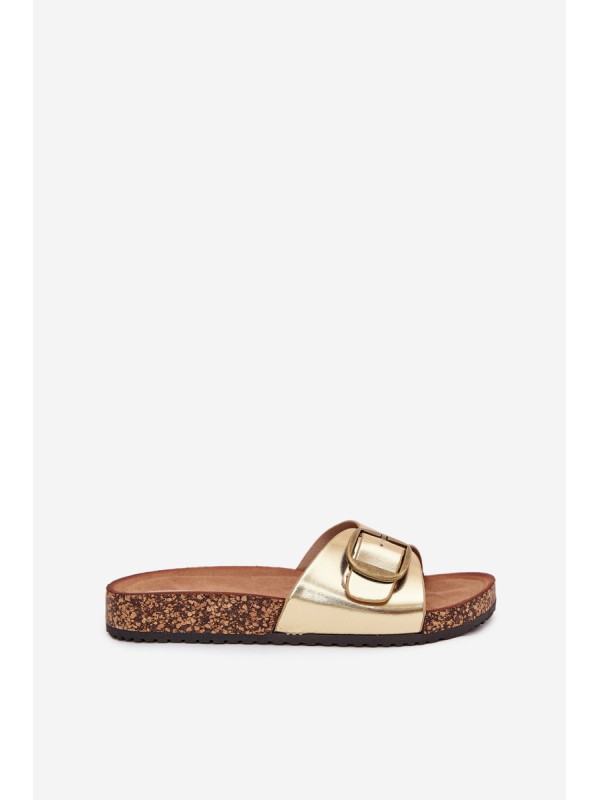 Women Sandals On Cork Platform With Buckle Golden Vianara