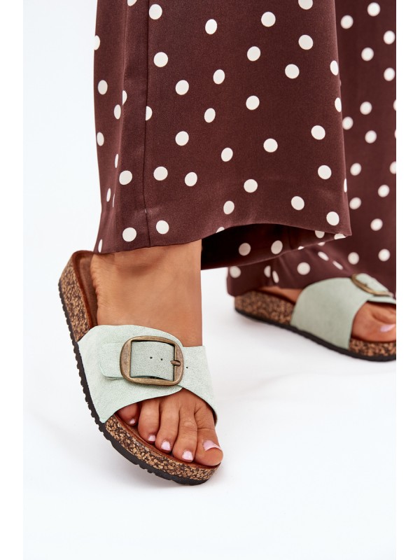 Women's sandals with buckle on cork platform mint Zavira 2