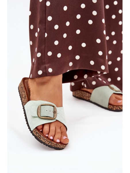Women's sandals with buckle on cork platform mint Zavira