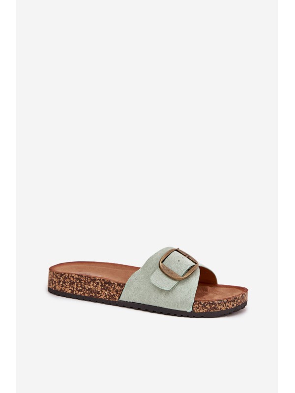 Women's sandals with buckle on cork platform mint Zavira