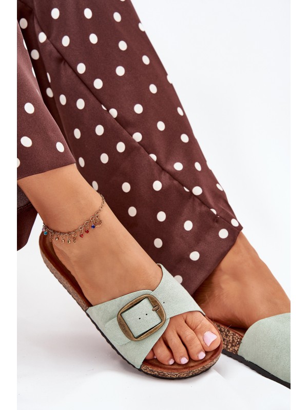 Women's sandals with buckle on cork platform mint Zavira