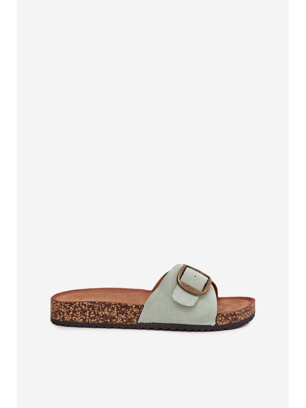 Women's sandals with buckle on cork platform mint Zavira