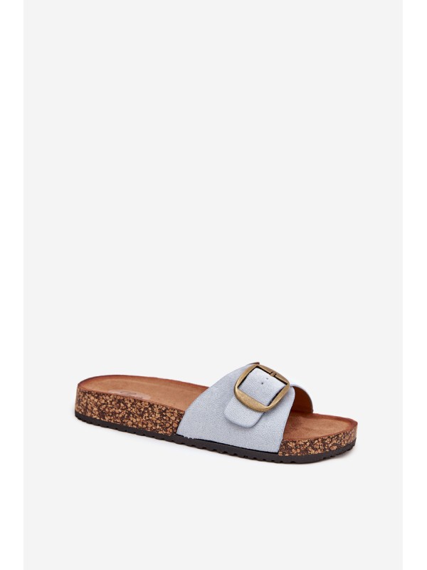 Women's Slippers With Buckle On Cork Platform Blue Zavira
