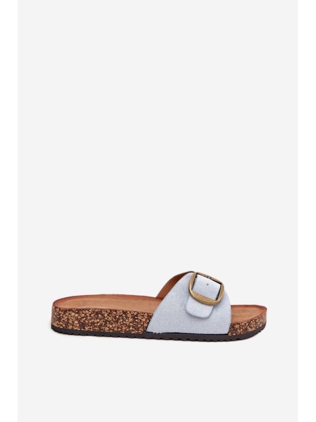 Women's Slippers With Buckle On Cork Platform Blue Zavira