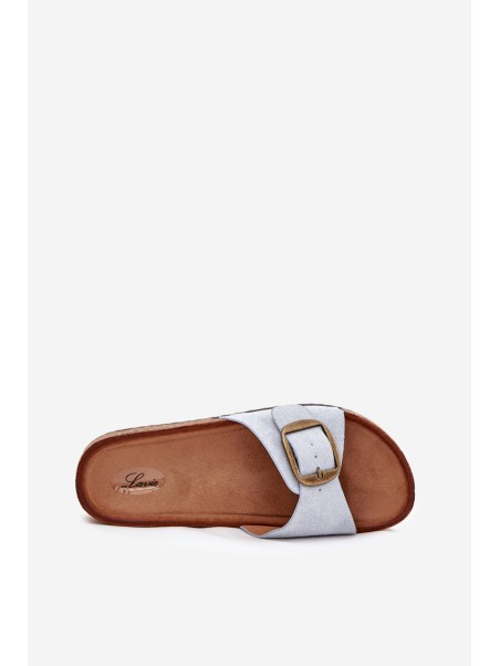 Women's Slippers With Buckle On Cork Platform Blue Zavira