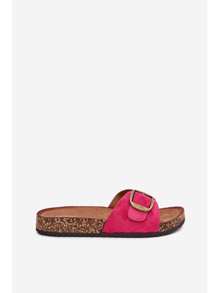 Women's sandals with buckle on cork platform fuchsia Zavira