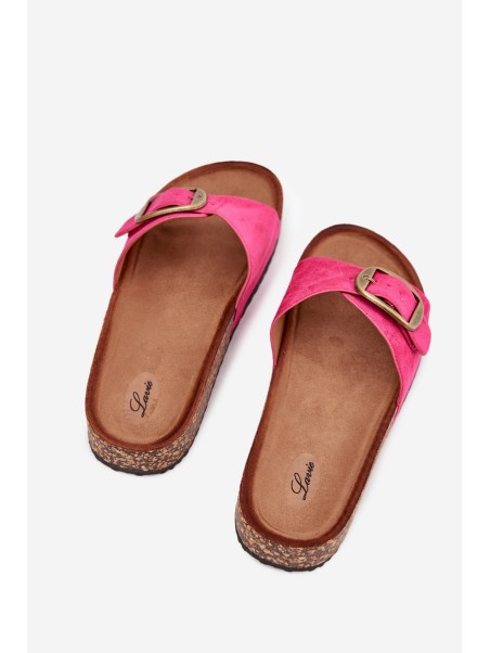 Women's sandals with buckle on cork platform fuchsia Zavira