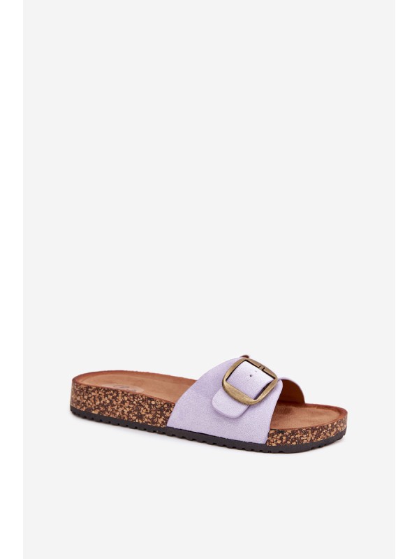 Women's Slippers With Buckle On Cork Platform Lilac Zavira