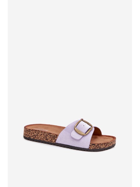 Women's Slippers With Buckle On Cork Platform Lilac Zavira