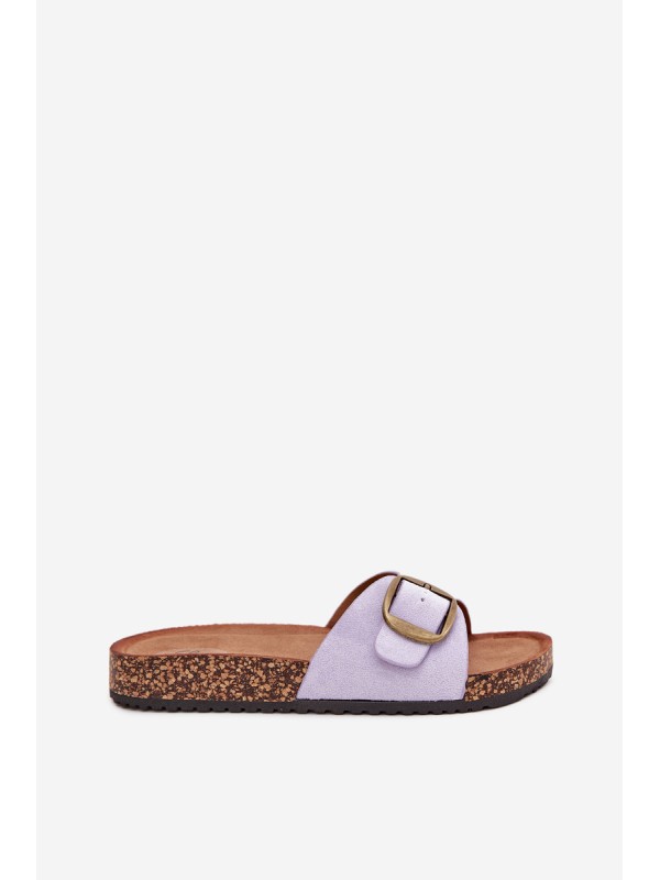 Women's Slippers With Buckle On Cork Platform Lilac Zavira