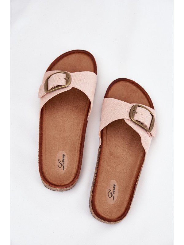 Women's sandals with buckle on cork platform pink Zavira