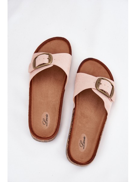 Women's sandals with buckle on cork platform pink Zavira