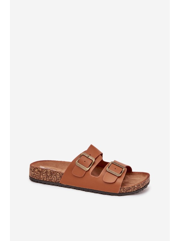 Women's sandals on cork platform with buckles Camel Vesina